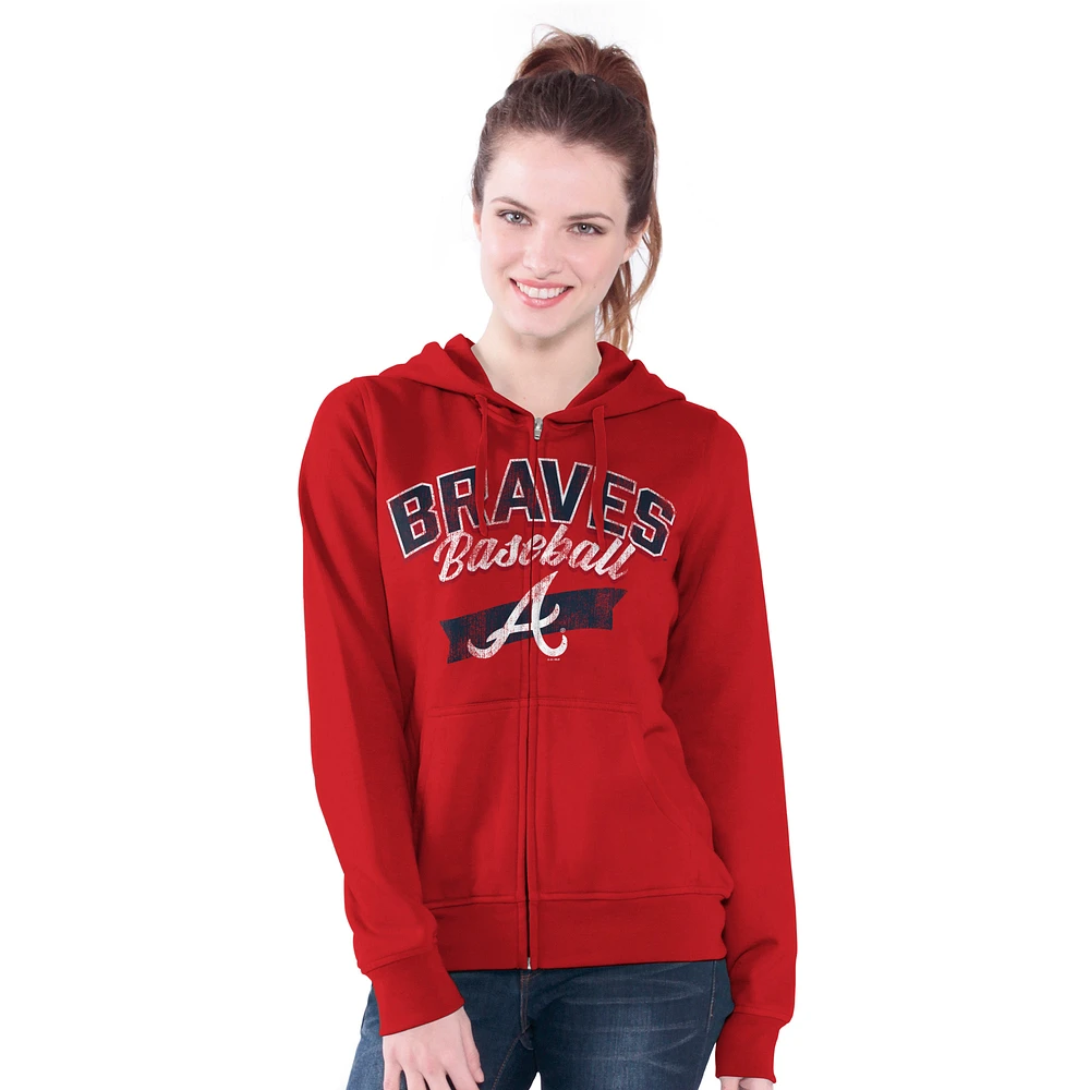 Women's G-III 4Her by Carl Banks Red Atlanta Braves Wild Cat Full-Zip Hoodie