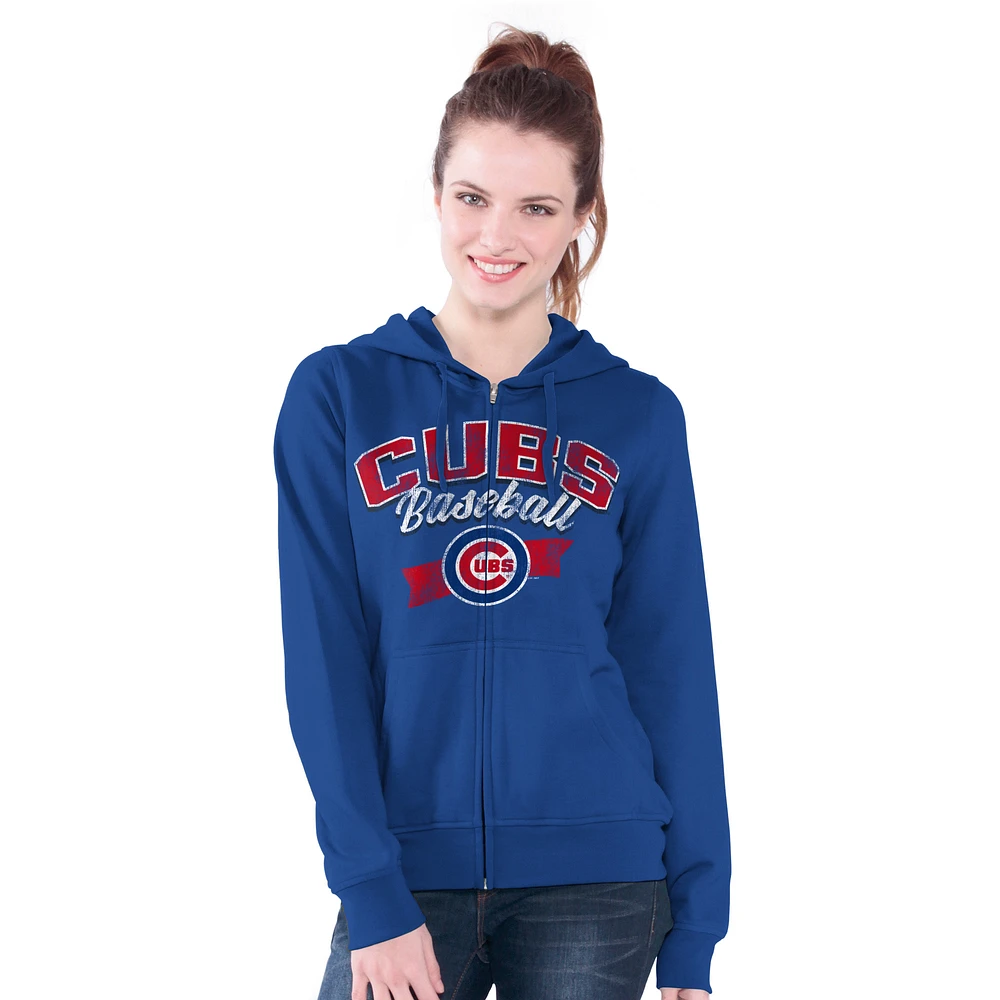 Women's G-III 4Her by Carl Banks Royal Chicago Cubs Wild Cat Full-Zip Hoodie