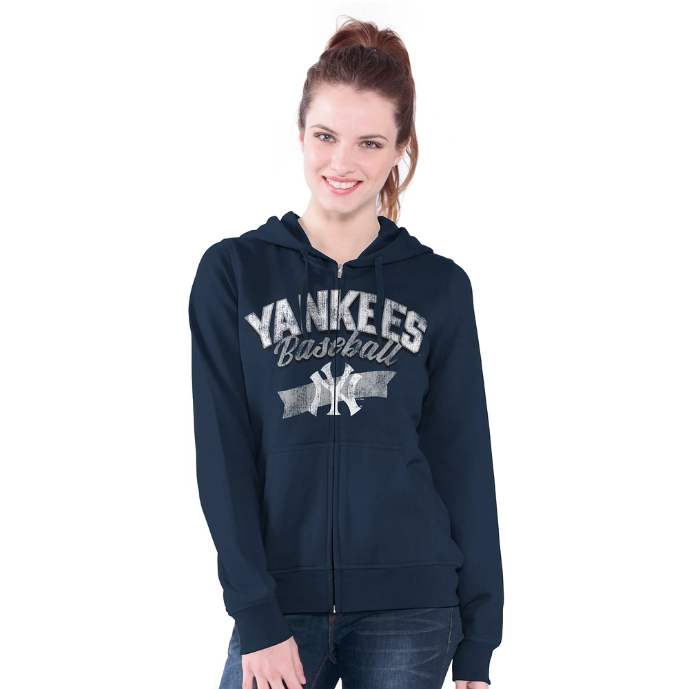 Women's G-III 4Her by Carl Banks Navy New York Yankees Wild Cat Full-Zip Hoodie