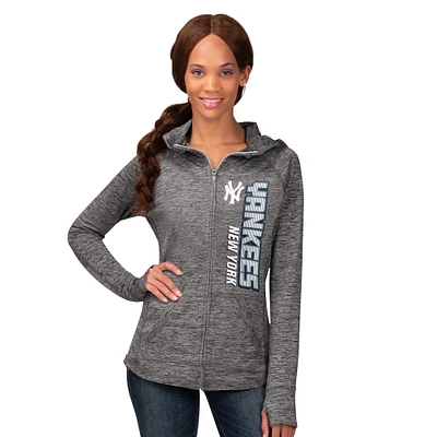 Women's G-III 4Her by Carl Banks Heather Gray New York Yankees Defender Space Dye Raglan Full-Zip Hoodie