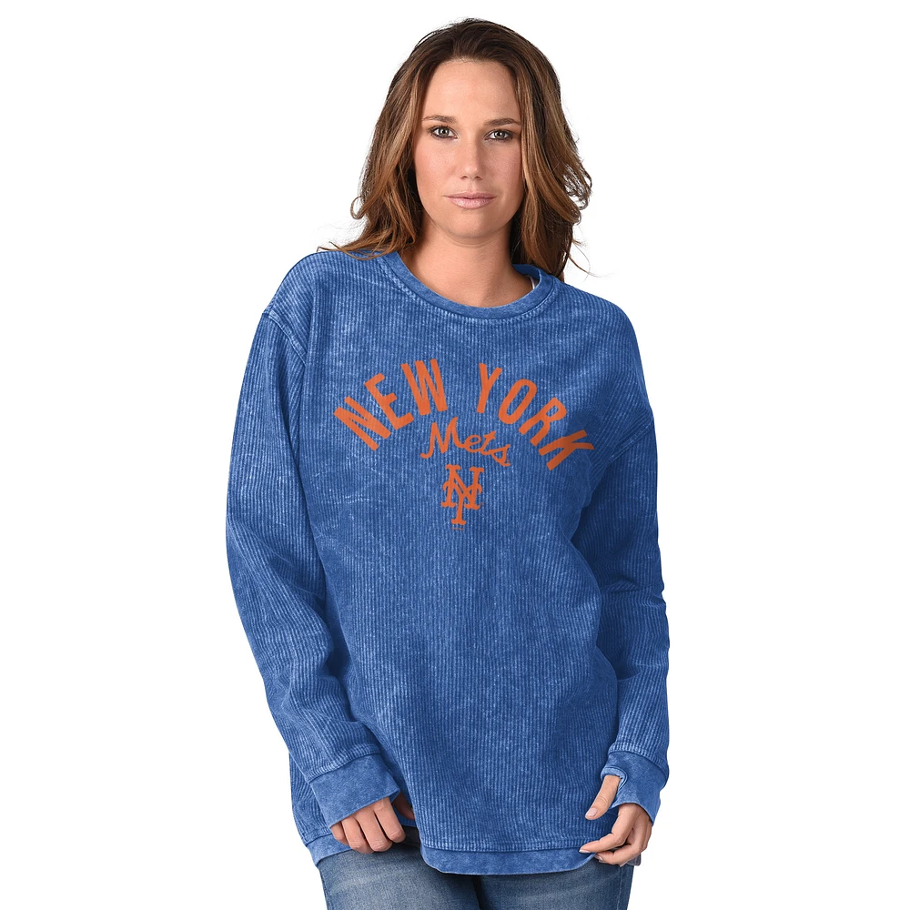 Women's G-III 4Her by Carl Banks Royal New York Mets Comfy Cord Pullover Sweatshirt