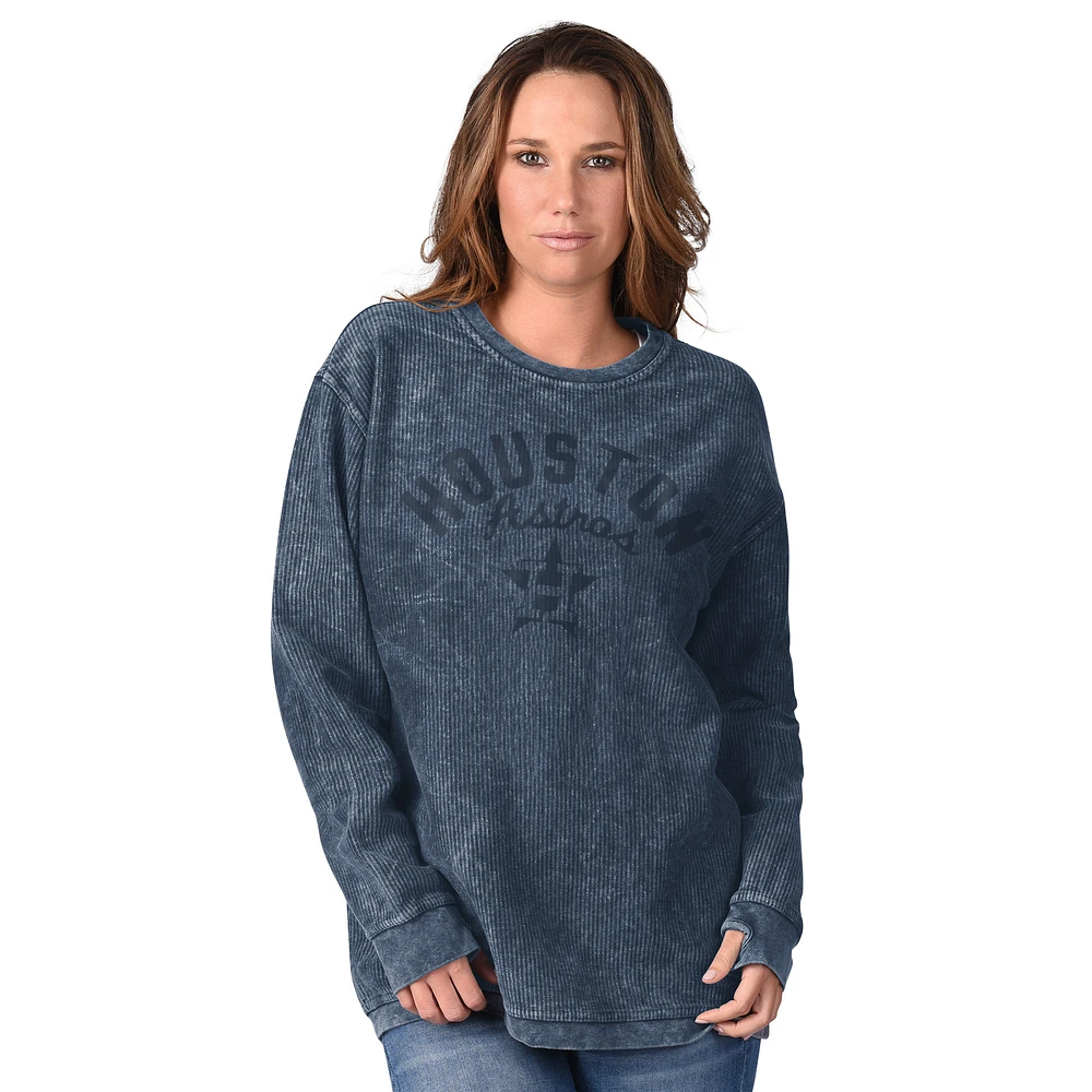 Women's G-III 4Her by Carl Banks Navy Houston Astros Comfy Cord Pullover Sweatshirt