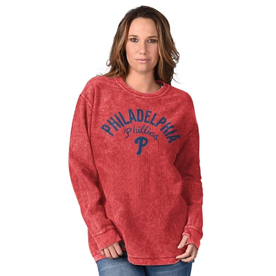 Women's G-III 4Her by Carl Banks Red Philadelphia Phillies Comfy Cord Pullover Sweatshirt