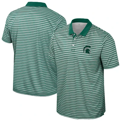 Men's Colosseum Green Michigan State Spartans Striped Polo
