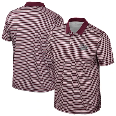 Men's Colosseum Maroon Montana Grizzlies Striped Polo