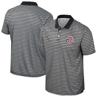 Men's Colosseum Black Ohio State Buckeyes Striped Polo