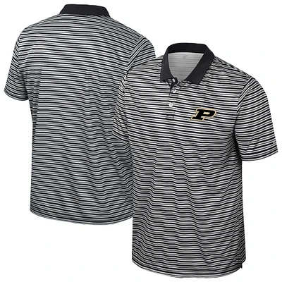 Men's Colosseum Black Purdue Boilermakers Striped Polo