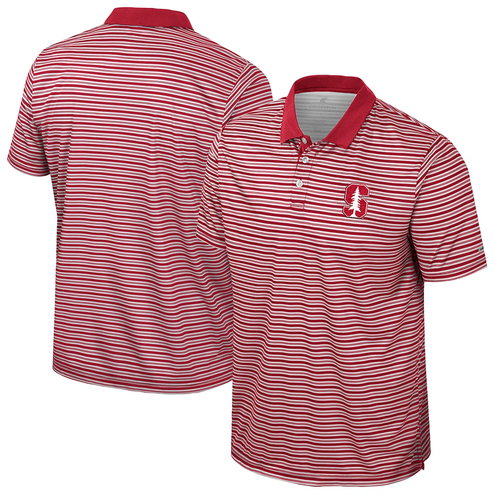 Men's Colosseum Cardinal Stanford Striped Polo