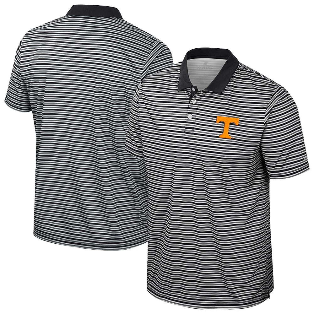 Men's Colosseum Black Tennessee Volunteers Striped Polo
