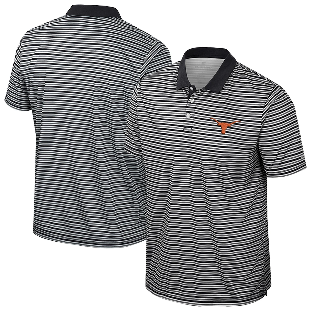 Men's Colosseum Black Texas Longhorns Striped Polo