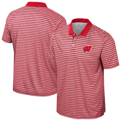 Men's Colosseum Red Wisconsin Badgers Striped Polo