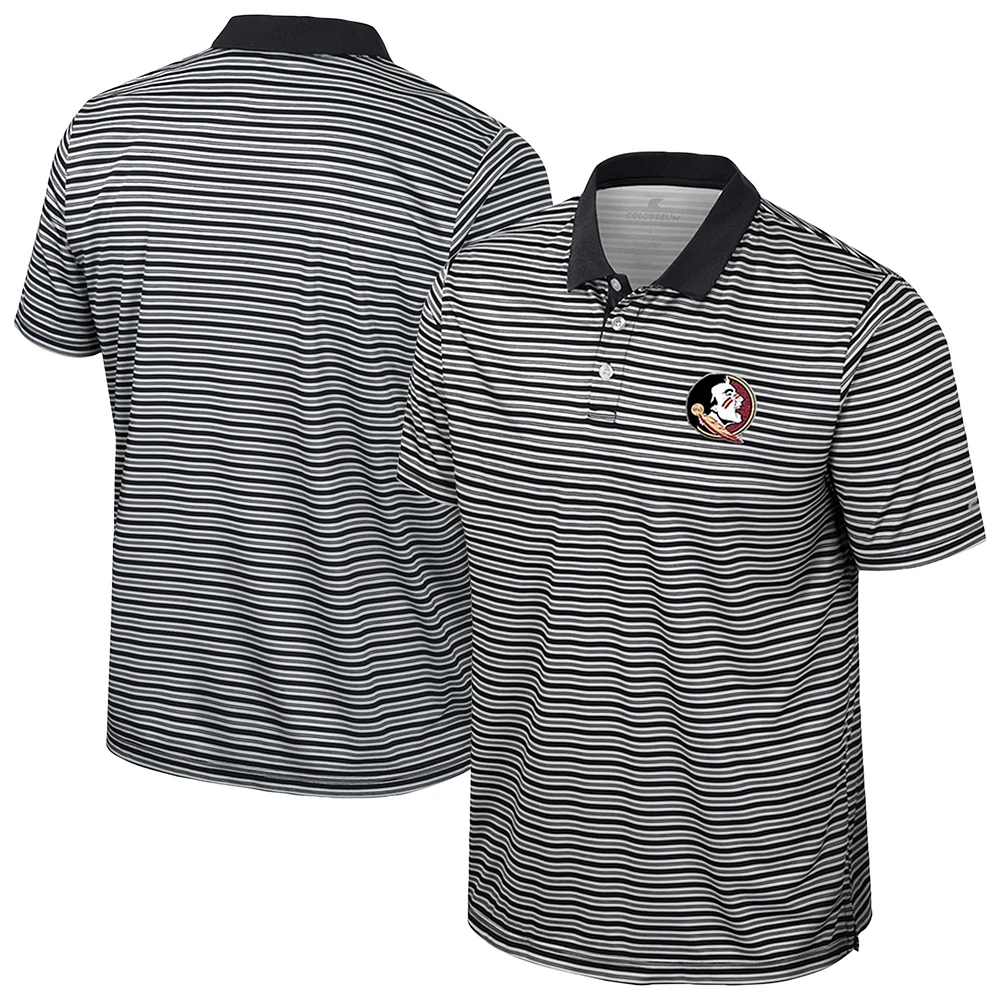 Men's Colosseum Black Florida State Seminoles Striped Polo