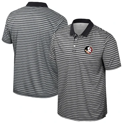 Men's Colosseum Black Florida State Seminoles Striped Polo
