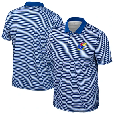 Men's Colosseum Royal Kansas Jayhawks Striped Polo