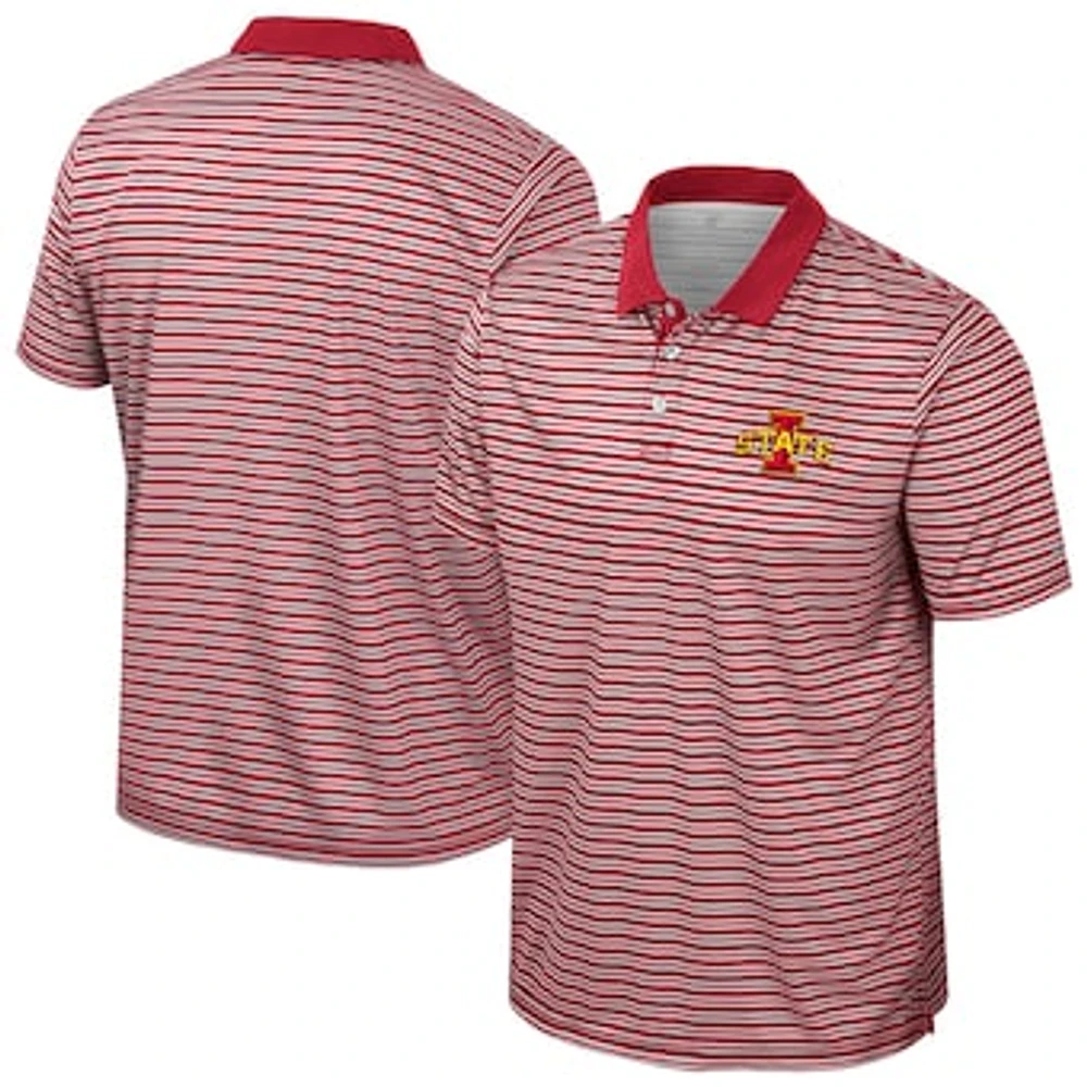 Men's Colosseum Cardinal Iowa State Cyclones Striped Polo