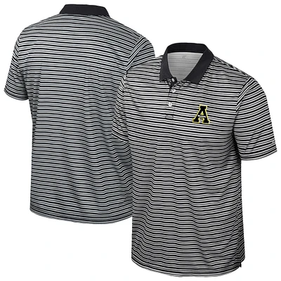 Men's Colosseum Black Appalachian State Mountaineers Striped Polo