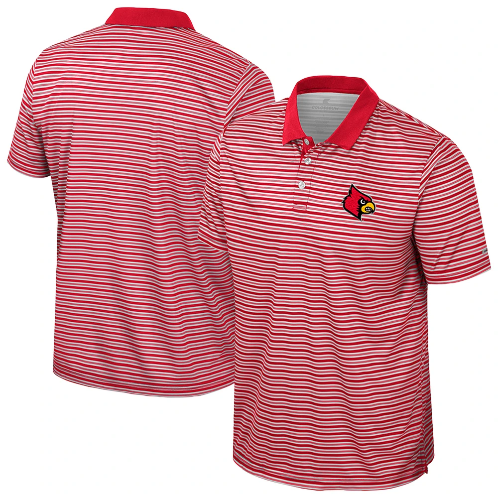 Men's Colosseum Red Louisville Cardinals Striped Polo