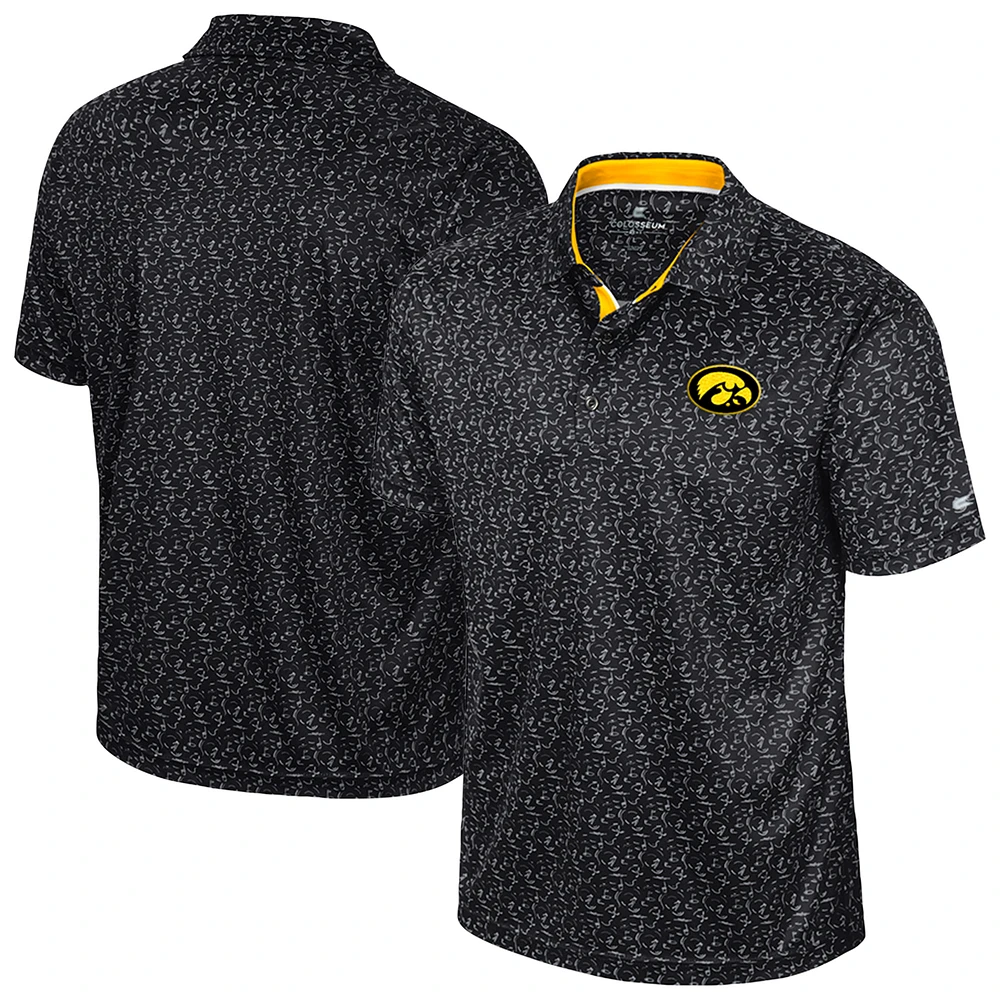 Men's Colosseum Black Iowa Hawkeyes Sublimated Golf Polo