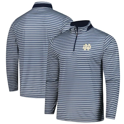 Men's Colosseum Navy Notre Dame Fighting Irish Striped Quarter-Zip Top