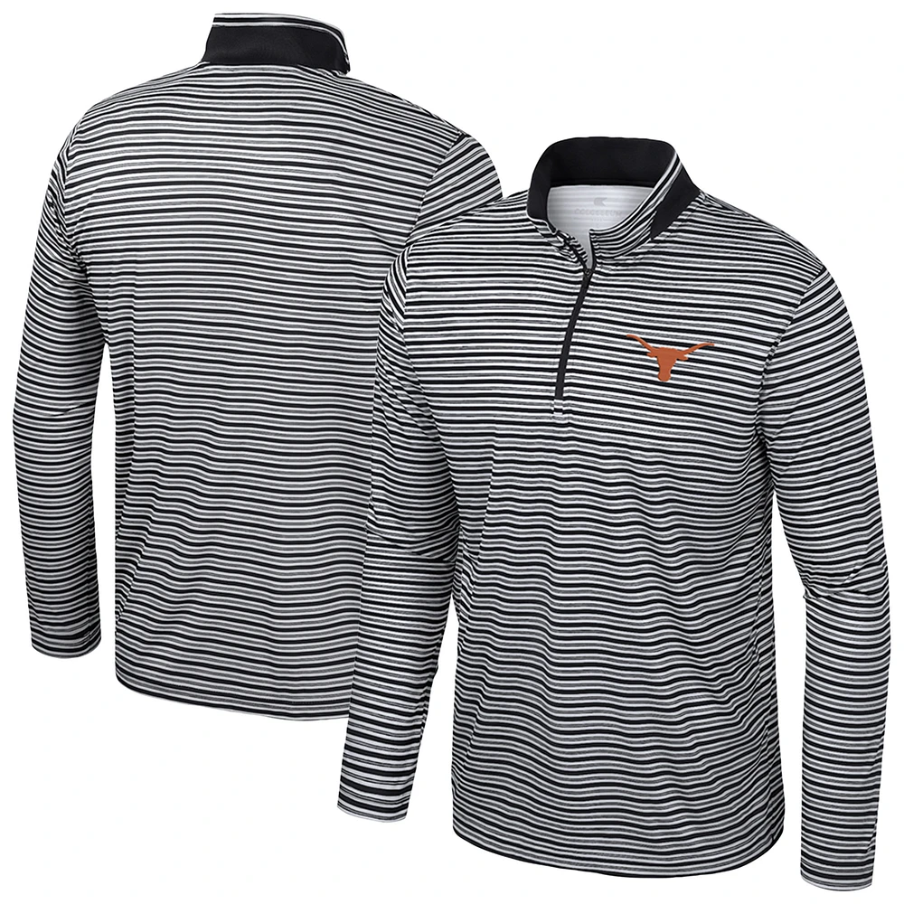 Men's Colosseum Black Texas Longhorns Striped Quarter-Zip Top