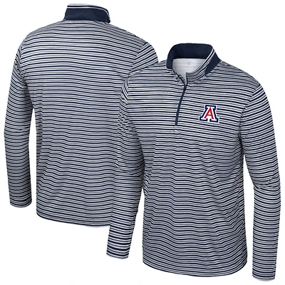 Men's Colosseum Navy Arizona Wildcats Striped Quarter-Zip Top