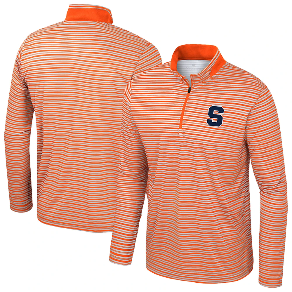 Men's Colosseum Orange Syracuse Striped Quarter-Zip Top