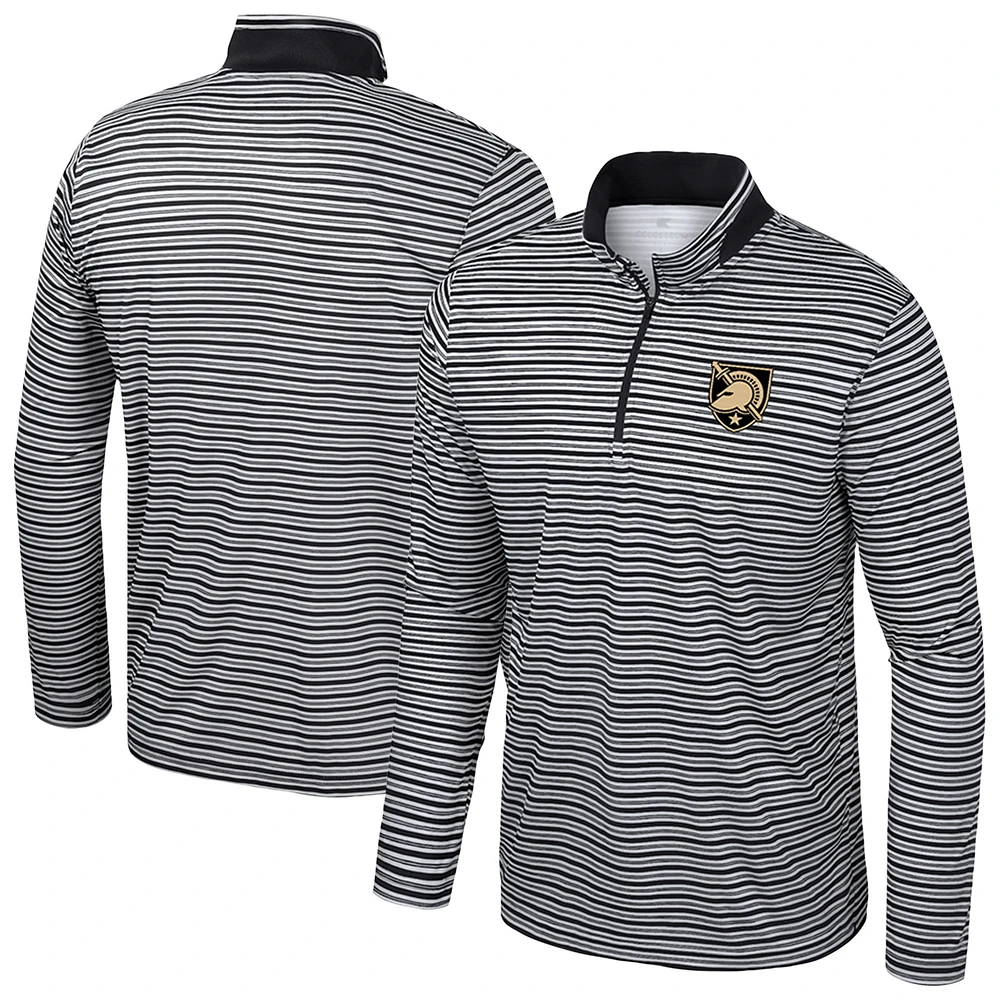 Men's Colosseum Black Army Knights Striped Quarter-Zip Top