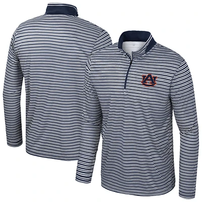 Men's Colosseum Navy Auburn Tigers Striped Quarter-Zip Top