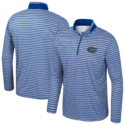 Men's Colosseum Royal Florida Gators Striped Quarter-Zip Top