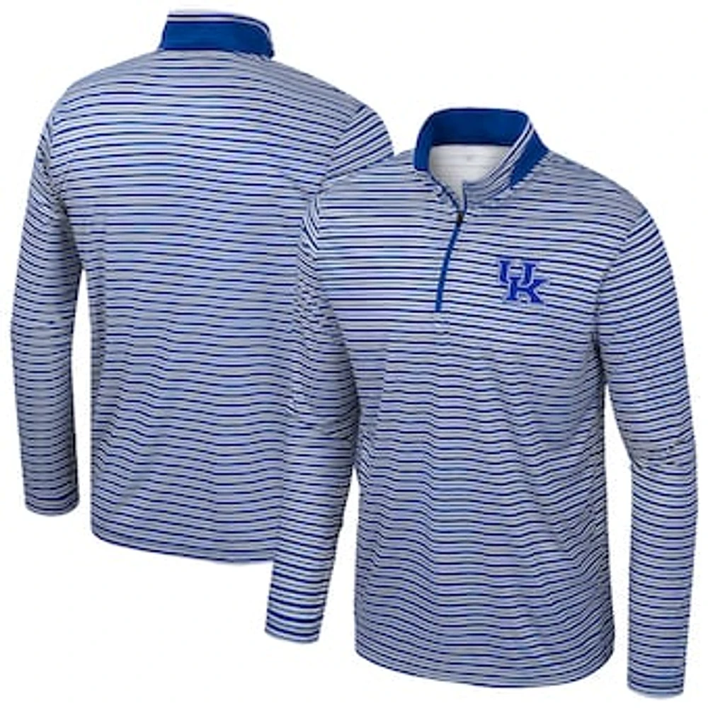 Men's Colosseum Royal Kentucky Wildcats Striped Quarter-Zip Top