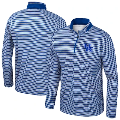 Men's Colosseum Royal Kentucky Wildcats Striped Quarter-Zip Top