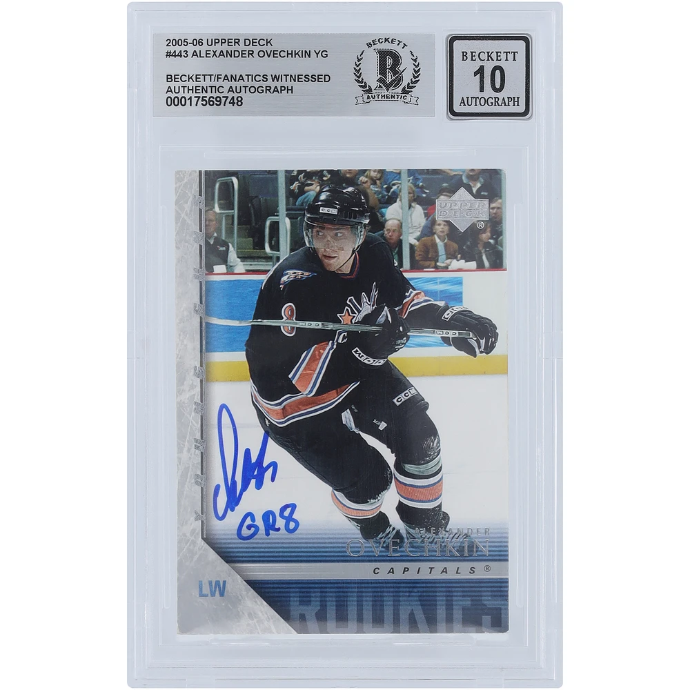 Alex Ovechkin Washington Capitals Autographed 2005-06 Upper Deck Young Guns #443 Beckett Fanatics Witnessed Authenticated 10 Rookie Card with "GR8" Inscription