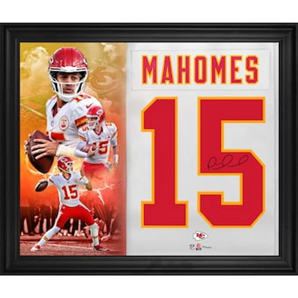 Patrick Mahomes Kansas City Chiefs Autographed Framed 20" x 24" White Jersey Number Collage