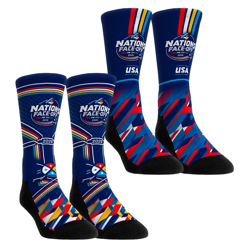 Unisex Rock Em Socks USA 2025 NHL 4 Nations Face-Off Two-Pack Crew Set