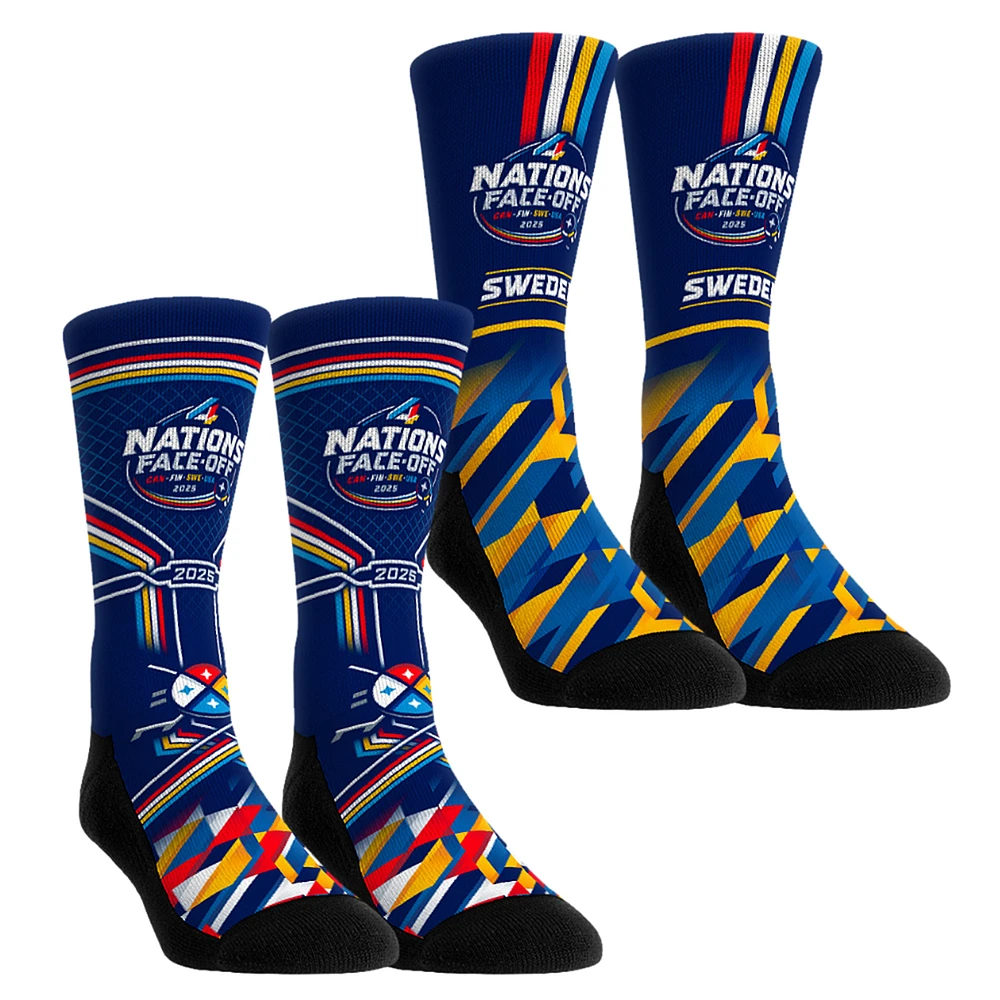 Unisex Rock Em Socks Sweden 2025 NHL 4 Nations Face-Off Two-Pack Crew Set