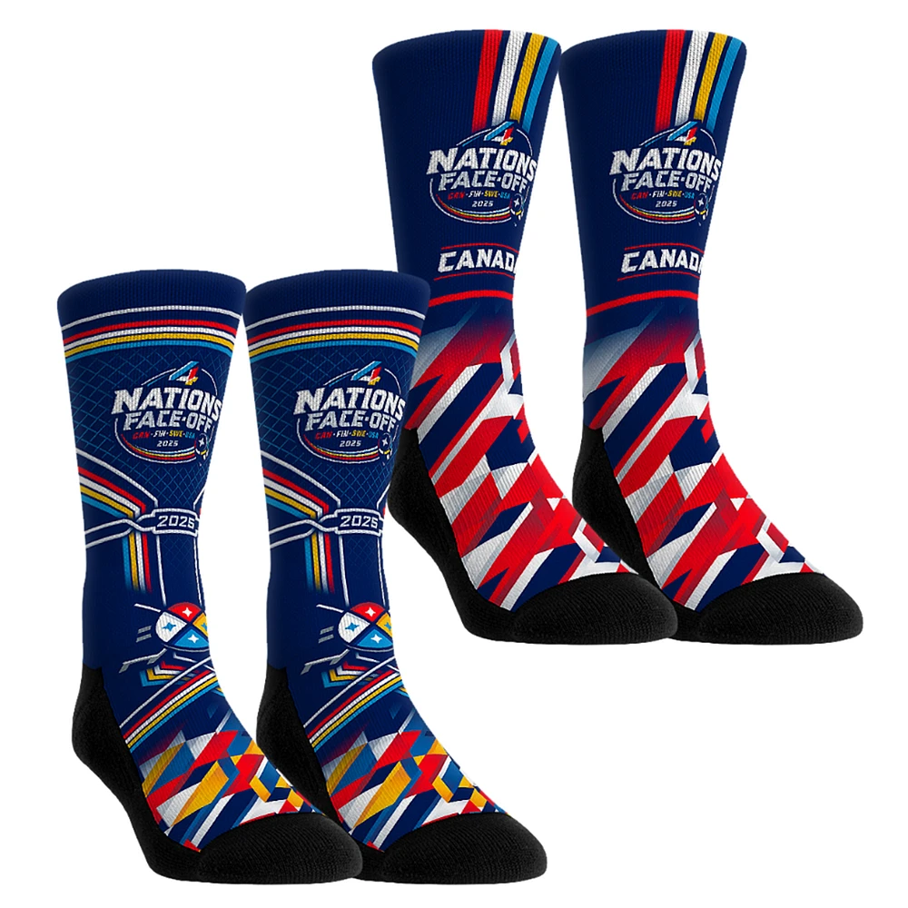 Youth Rock Em Socks Canada 2025 NHL 4 Nations Face-Off Two-Pack Crew Socks Set