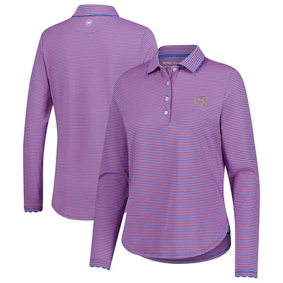 Women's Peter Millar Blue 151st Kentucky Derby Vista Stripe Opal Long Sleeve Jersey Polo