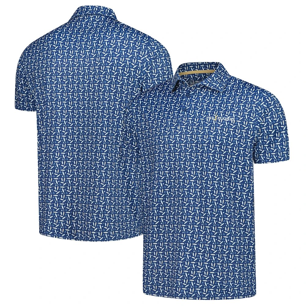 Men's Barstool Golf Navy THE PLAYERS Surf N Turf Printed Polo