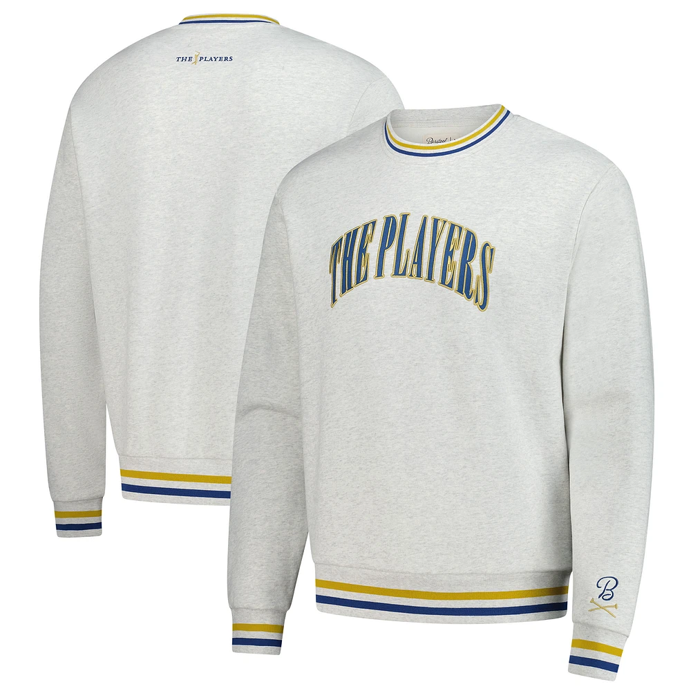 Men's Barstool Golf Heather Gray THE PLAYERS Striped Pullover Sweatshirt