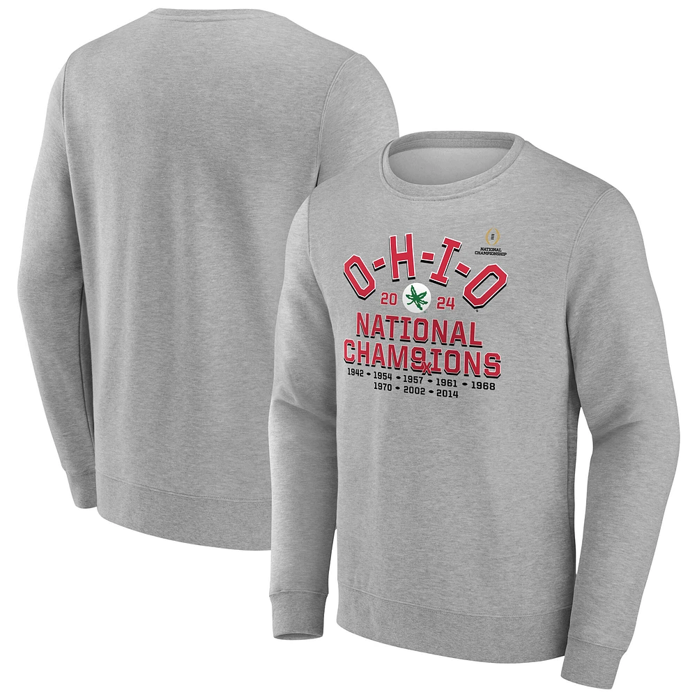 Men's Gray Ohio State Buckeyes Nine-Time Football National Champions Relentless Mindset Pullover Sweatshirt