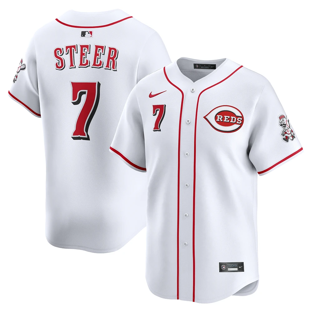 Men's Nike Spencer Steer White Cincinnati Reds Home Limited Player Jersey