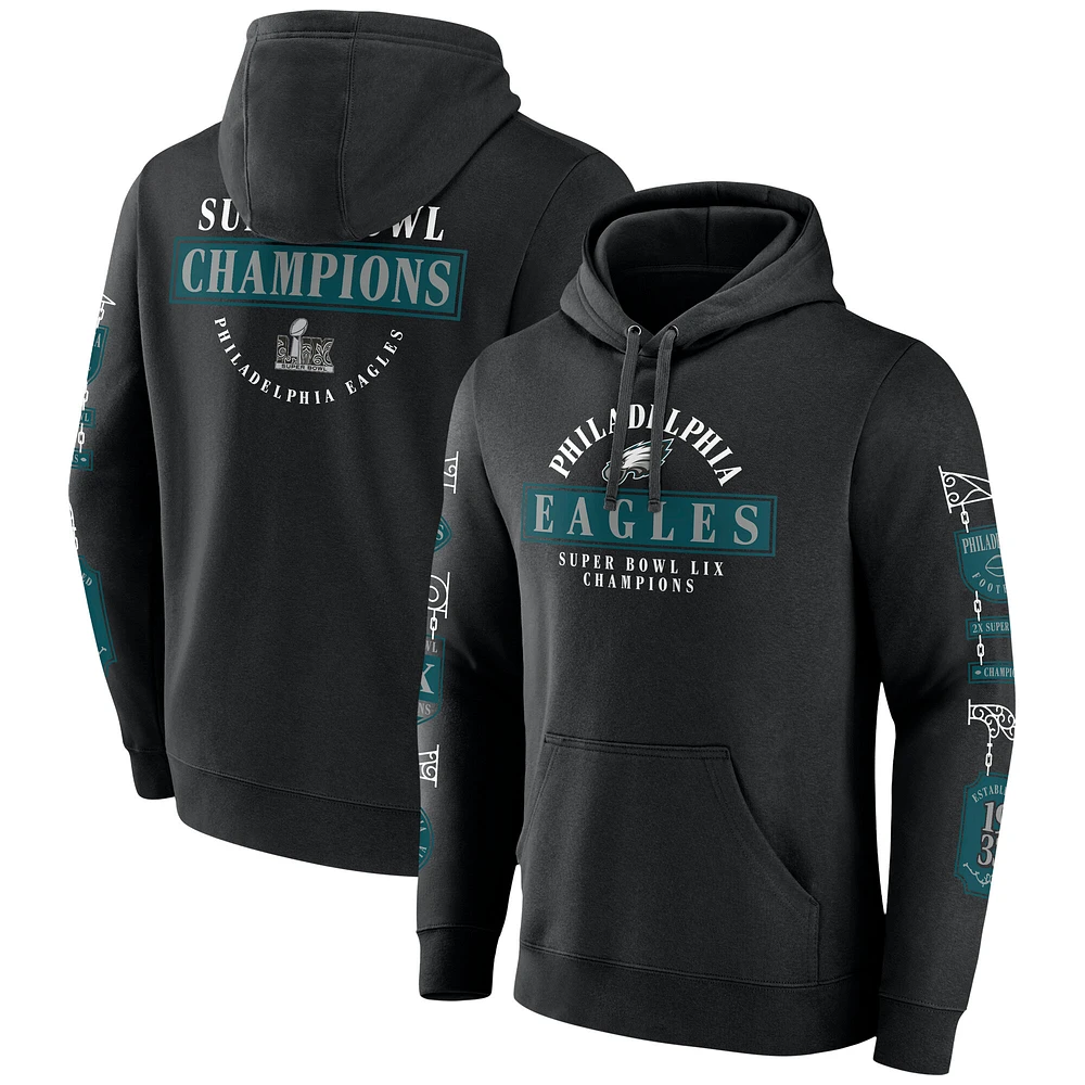 Men's Fanatics Black Philadelphia Eagles Super Bowl LIX Champions Pullover Hoodie