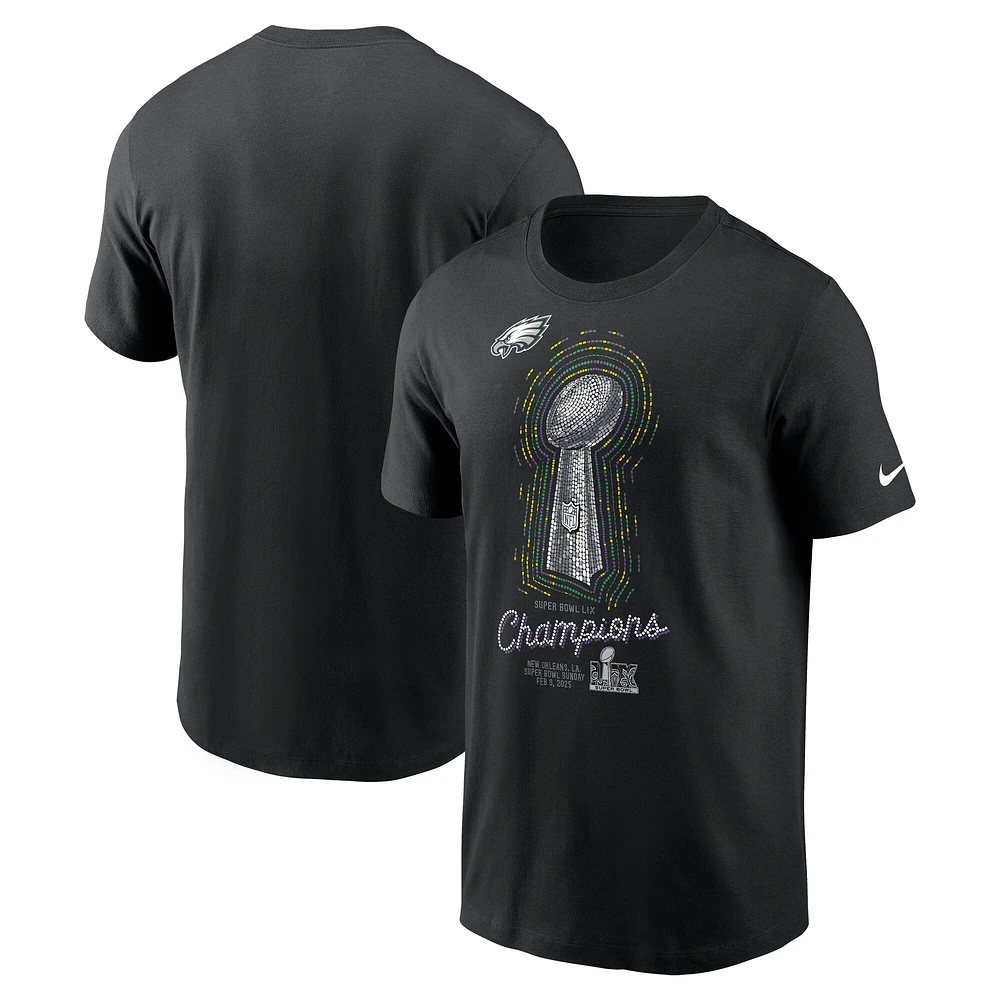 Men's Nike Black Philadelphia Eagles Super Bowl LIX Champions Lombardi Trophy T-Shirt