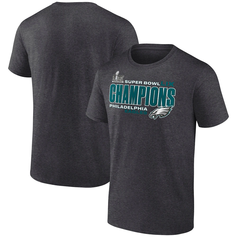 Men's Fanatics Heather Charcoal Philadelphia Eagles Super Bowl LIX Champions Under The Lights T-Shirt