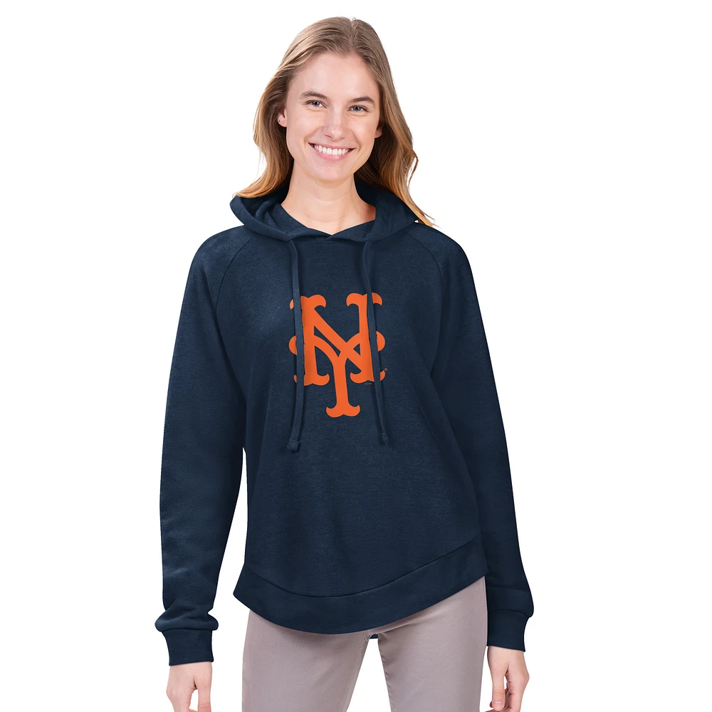 Women's G-III 4Her by Carl Banks Navy New York Mets Jordan Angel Raglan Fleece Pullover Hoodie