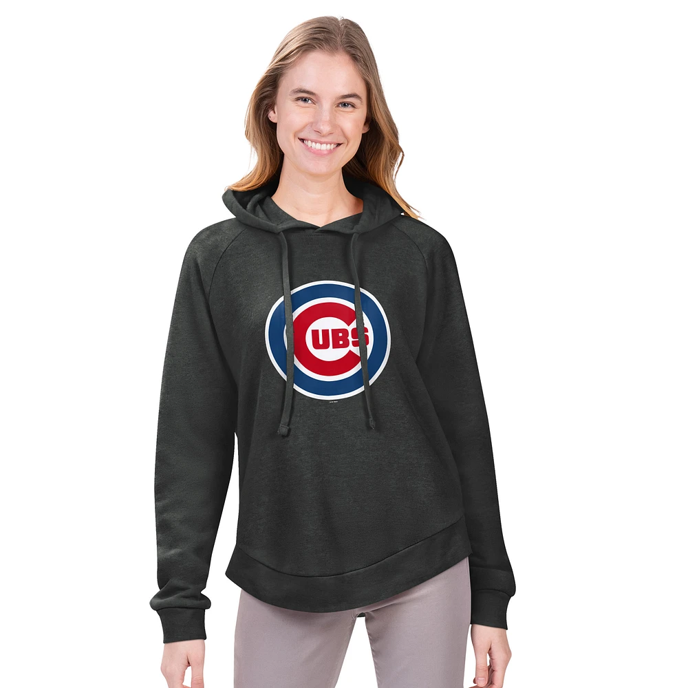 Women's G-III 4Her by Carl Banks Heather Charcoal Chicago Cubs Jordan Angel Raglan Fleece Pullover Hoodie