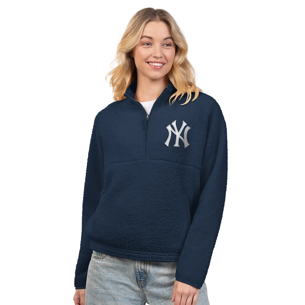Women's G-III 4Her by Carl Banks Navy New York Yankees Everst Sherpa Half-Zip Pullover