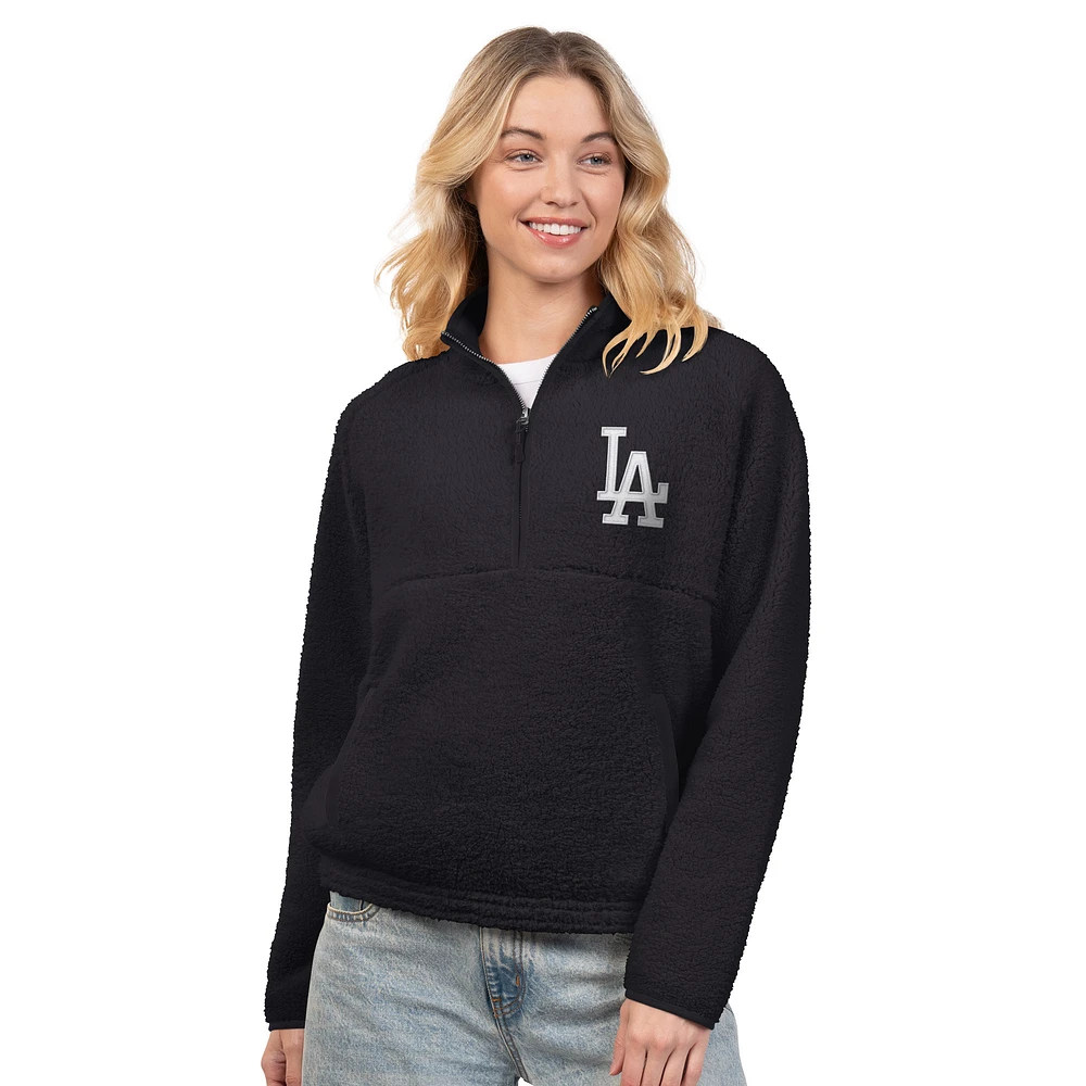 Women's G-III 4Her by Carl Banks Black Los Angeles Dodgers Everst Sherpa Half-Zip Pullover