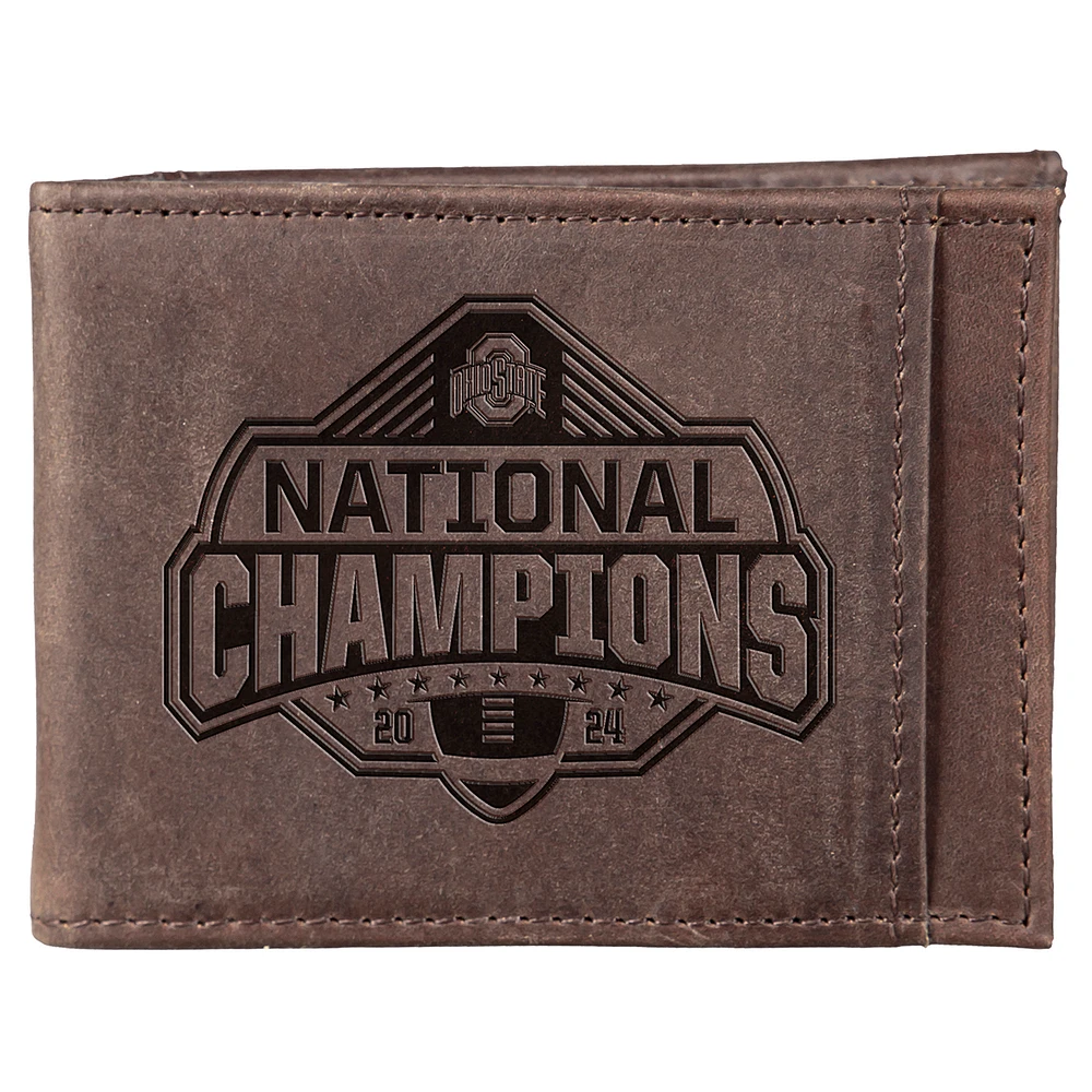 Ohio State Buckeyes College Football Playoff 2024 National Champions Front Pocket Bi-Fold Wallet with Money Clip