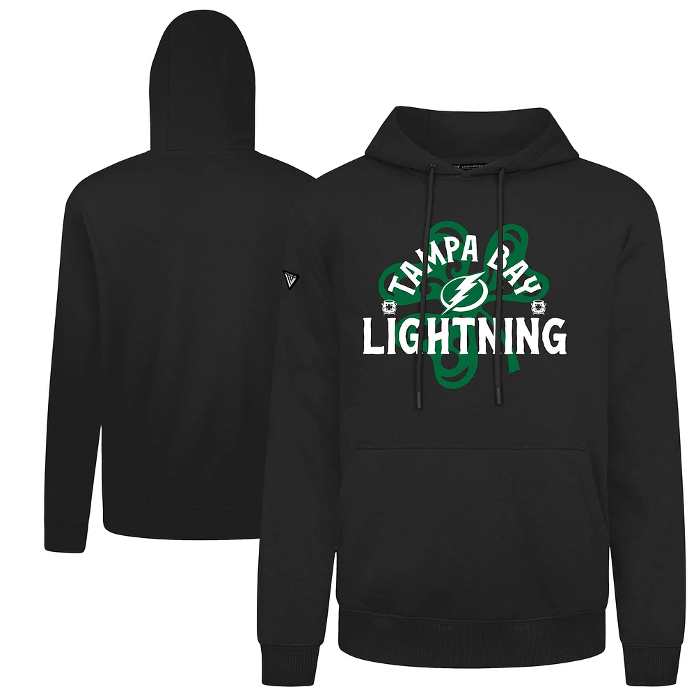 Men's Levelwear Black Tampa Bay Lightning St. Patrick's Day Podium Shamrock Pullover Hoodie